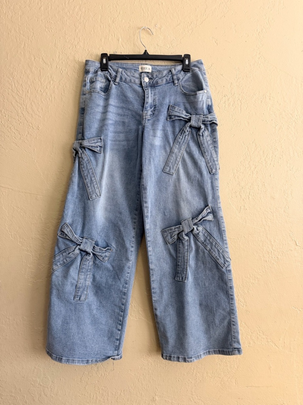 Light Blue Wide-Leg Bow Detail Jeans for Women